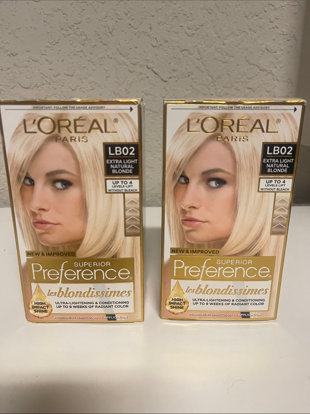 Brand New Set of Two Loreal Superior Preference LB02 Extra Light Natural Blonde